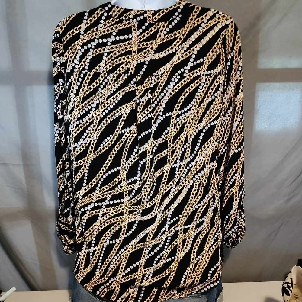 Michael Kors Black and Gold Size Small Blouse